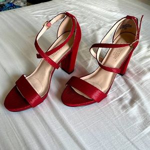 red cute and simple cross heels